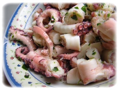 polpo cotto e tagliato